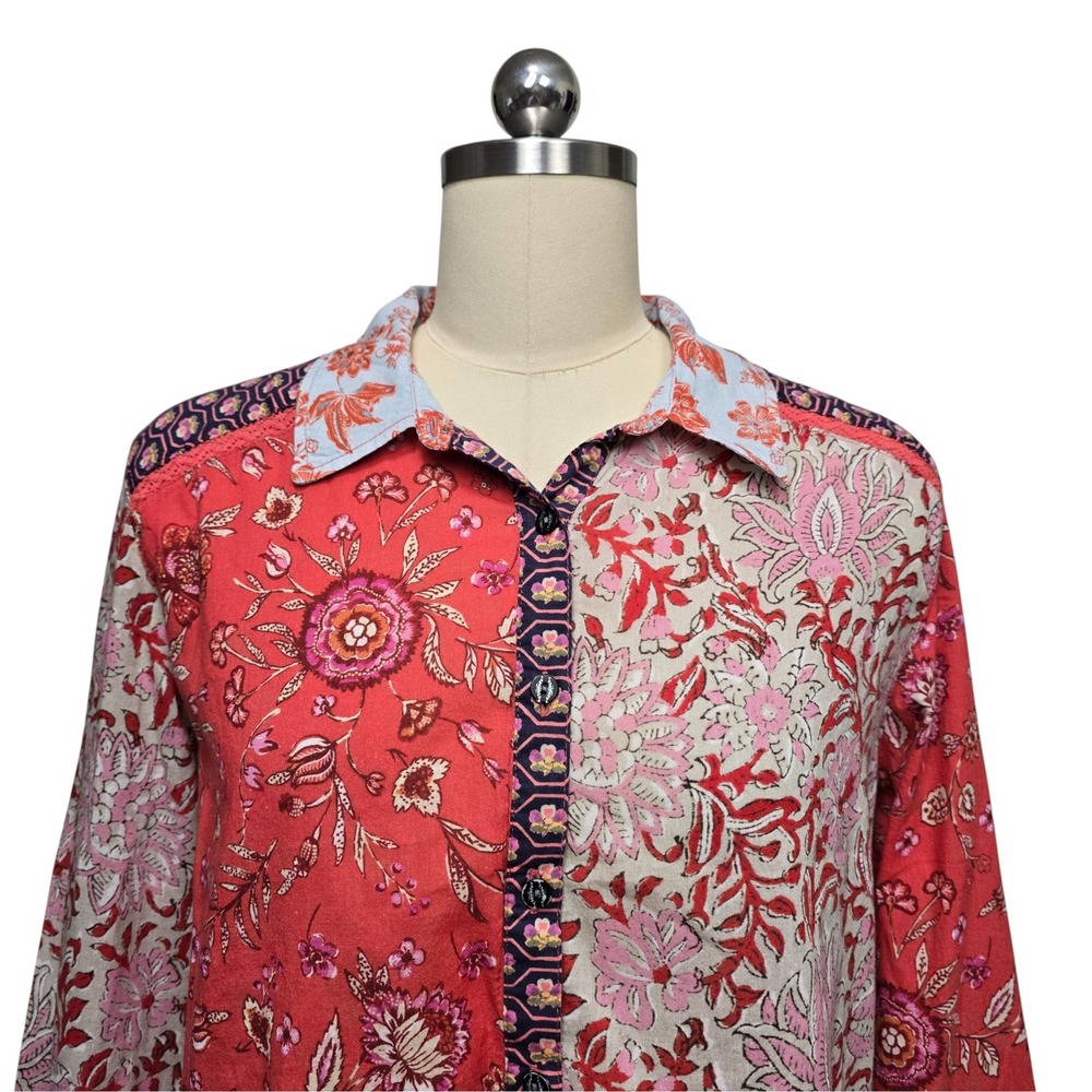 Sundance Patchwork Floral Print Button Down Shirt… - image 7
